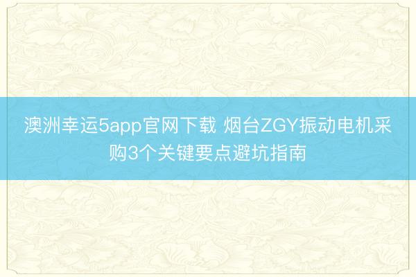 澳洲幸運(yùn)5app官網(wǎng)下載 煙臺(tái)ZGY振動(dòng)電機(jī)采購(gòu)3個(gè)關(guān)鍵要點(diǎn)避坑指南